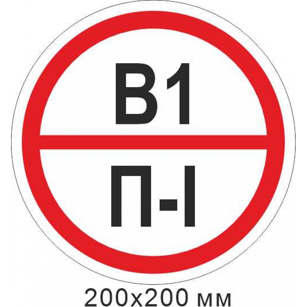 Пожарный пластиковый знак 200х200 мм, знак категории помещения - В1